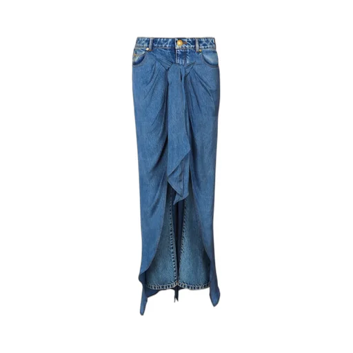 Denim Jeans With Draped Skirt