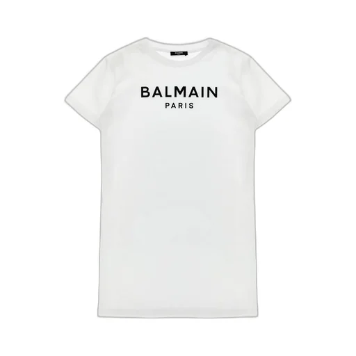 Logo Appliqué Crewneck Straight Hem Dress
