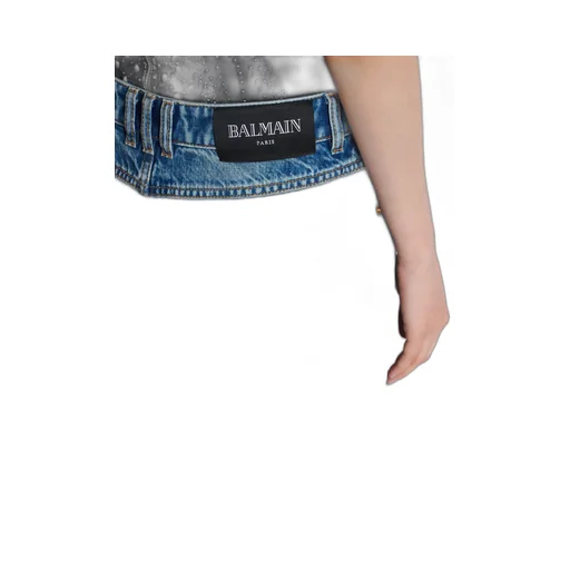 Denim Jeans With Draped Skirt