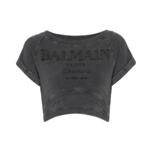 Logo Embroidered Cropped T-Shirt