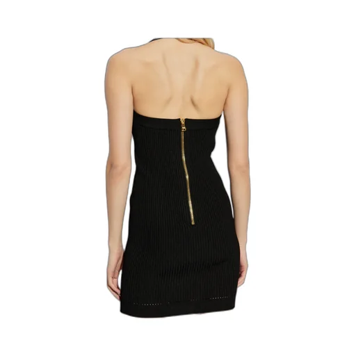 Halterneck Ribbed Knit Mini Dress