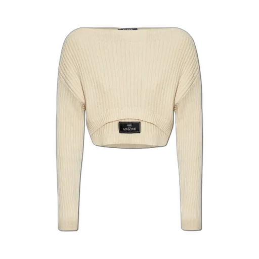 Cropped Boat-Neck Ribbed Top