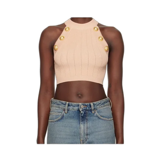 Halterneck Knit Cropped Top