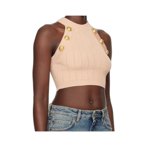 Halterneck Knit Cropped Top