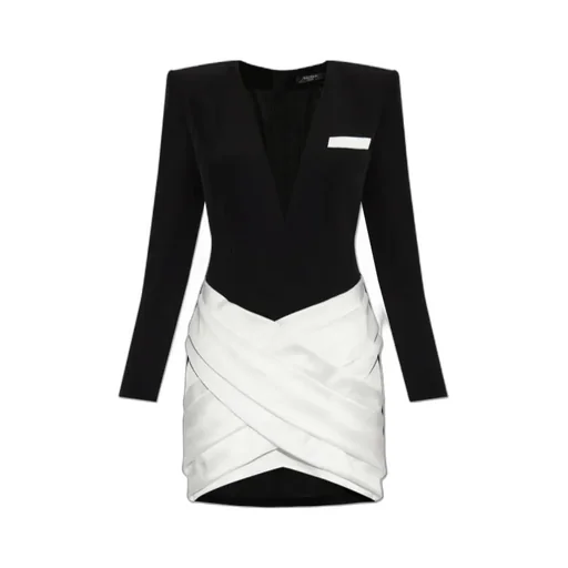 Two-Toned Twisted Crepe Mini Dress