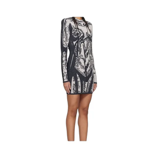 Short Embroidered Dress With Body Motif