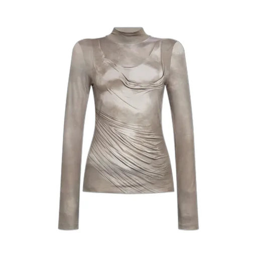Draped Print Satin Top