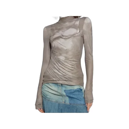 Draped Print Satin Top