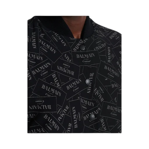 Printed Logo Label Bomber Jacket