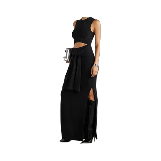 Cut Out Detailed Ribbed Maxi Dress