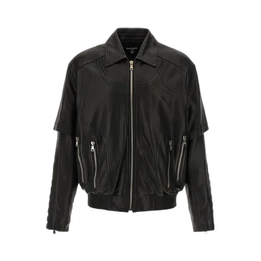 Layered Leather Jacket
