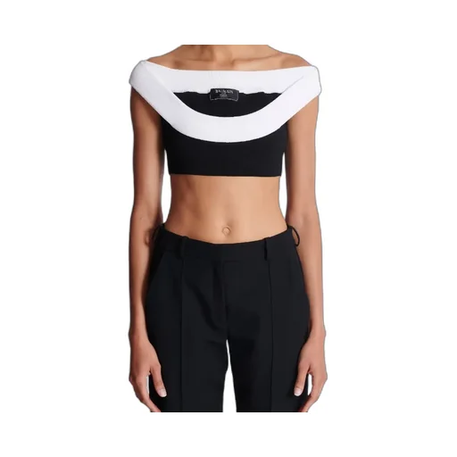 Two-Tone Knit Cropped Top