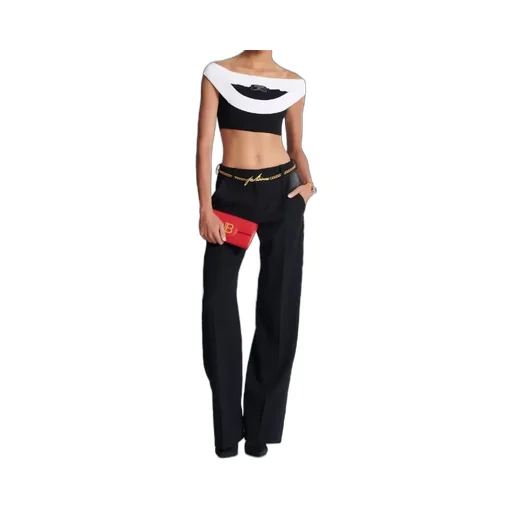 Two-Tone Knit Cropped Top