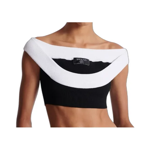 Two-Tone Knit Cropped Top