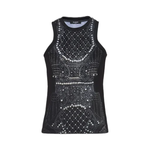 Faux Embroidery Print Soft Tank Top