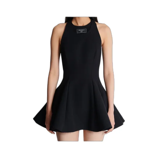 Flared Pleated Grain De Poudre Dress
