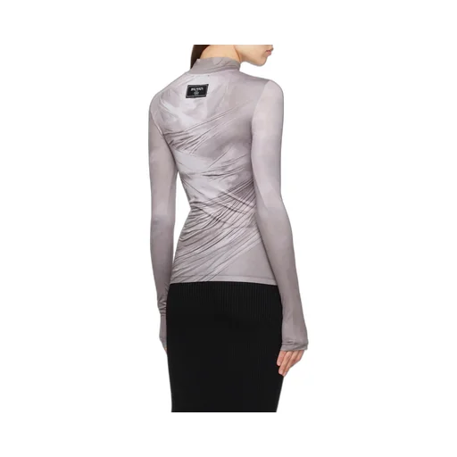 Draped Print Satin Top