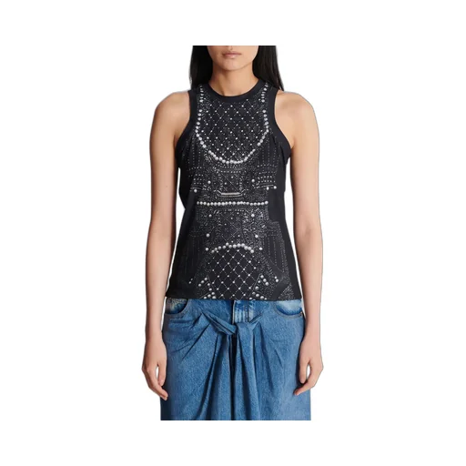 Faux Embroidery Print Soft Tank Top