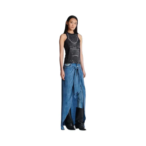 Faux Embroidery Print Soft Tank Top