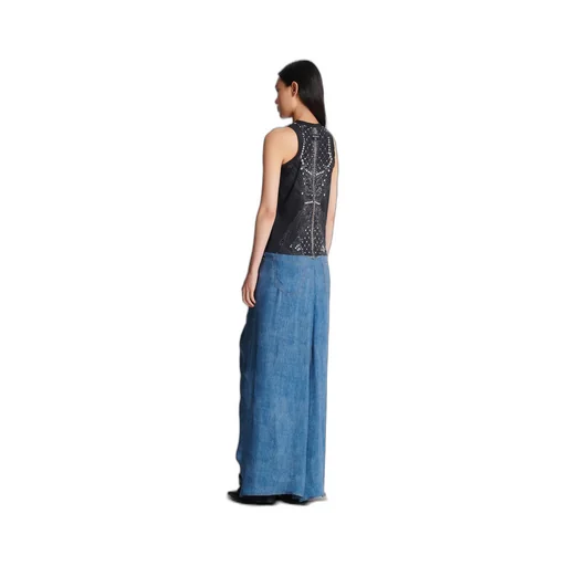 Faux Embroidery Print Soft Tank Top