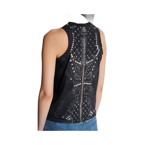 Faux Embroidery Print Soft Tank Top