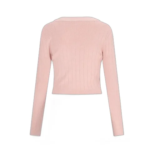 Button Embellished Ribbed Knit Cardigan