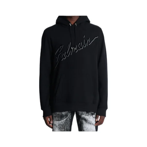 Flocked-Logo Drawstring Hoodie