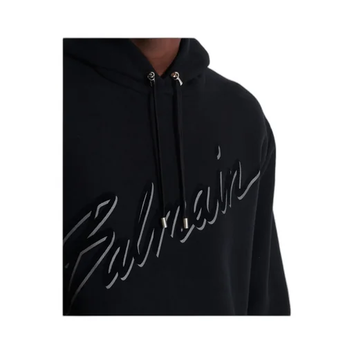 Flocked-Logo Drawstring Hoodie