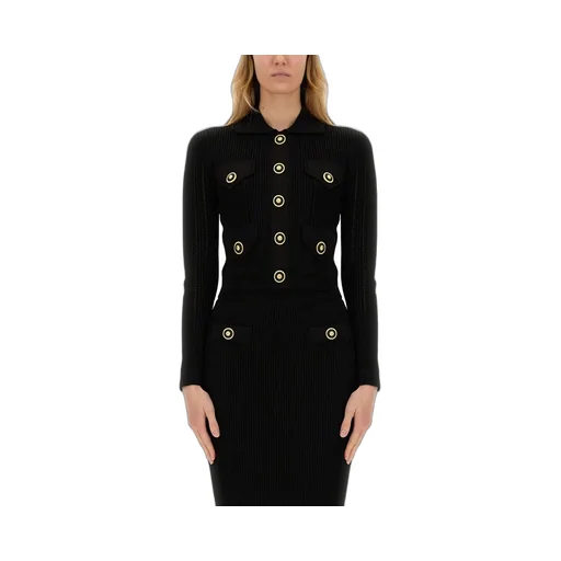 Long Sleeved Cropped Knitted Cardigan