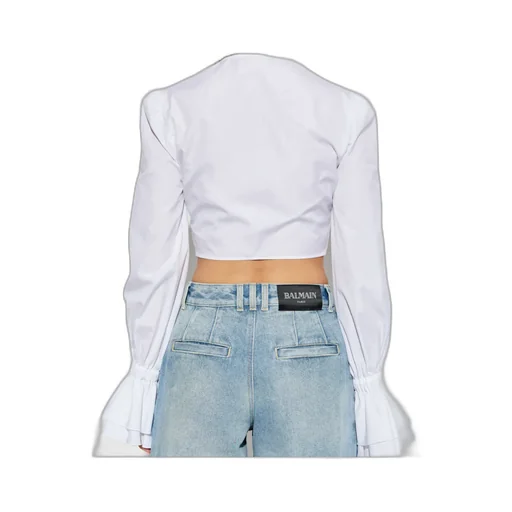 Ruffle Detailed Cropped Shirt