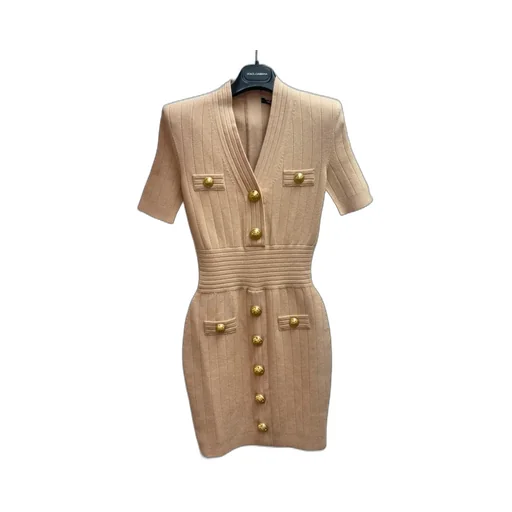 V-Neck Knitted Mini Dress