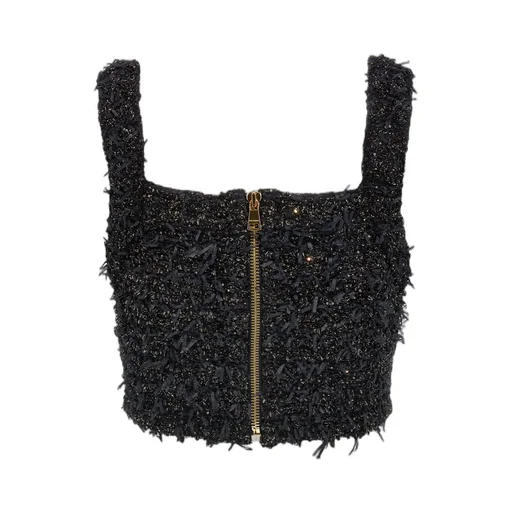 Cropped Tweed Top