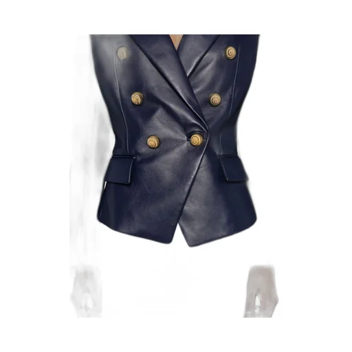 Leather 6-Button Blazer
