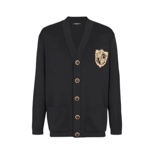 Embroidered Patch Knitted Cardigan