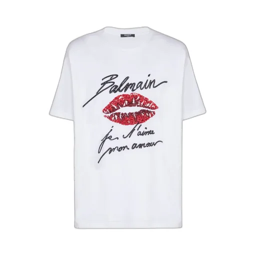 Love Letter And Lips Embroidered T-Shirt
