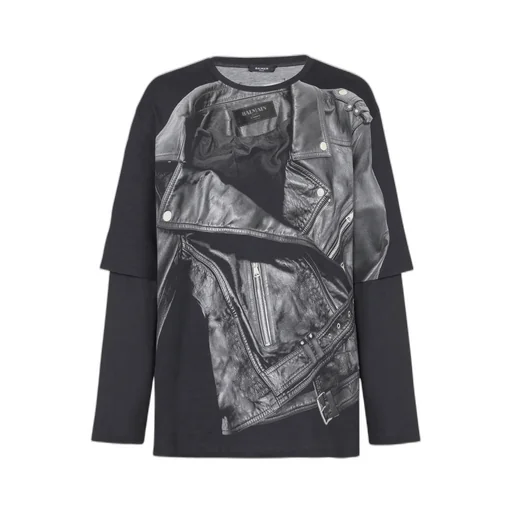 Biker Jacket Printed Long Sleeved T-Shirt