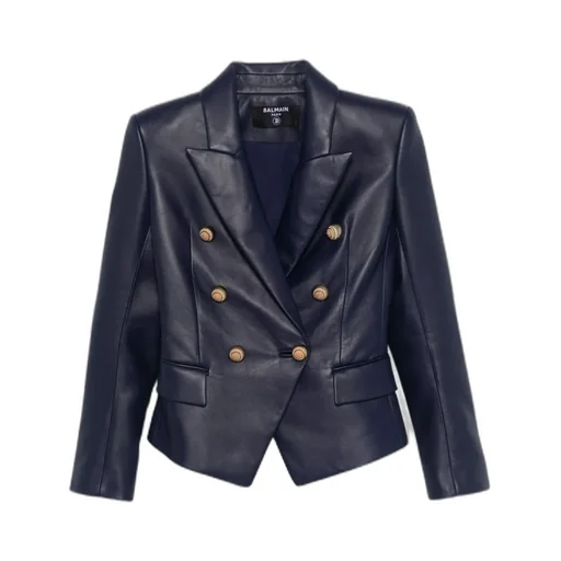 Leather 6-Button Blazer