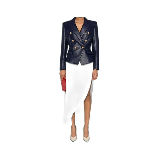 Leather 6-Button Blazer