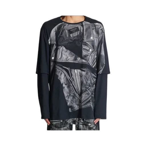 Biker Jacket Printed Long Sleeved T-Shirt