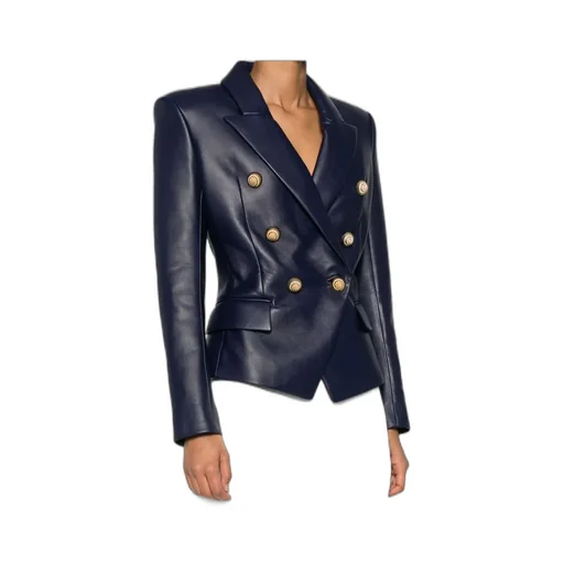 Leather 6-Button Blazer