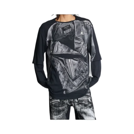 Biker Jacket Printed Long Sleeved T-Shirt