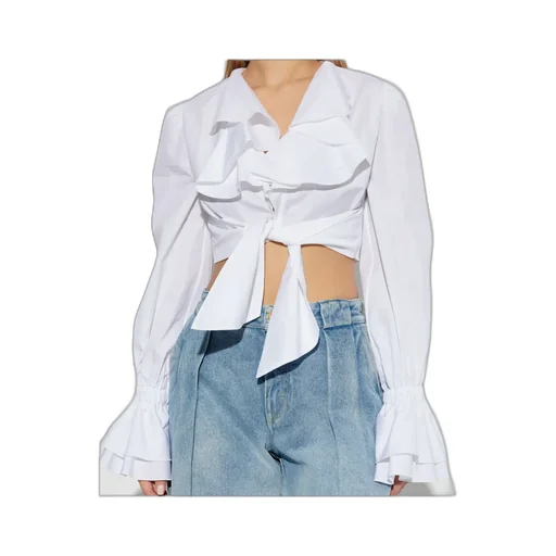 Ruffle Detailed Cropped Shirt