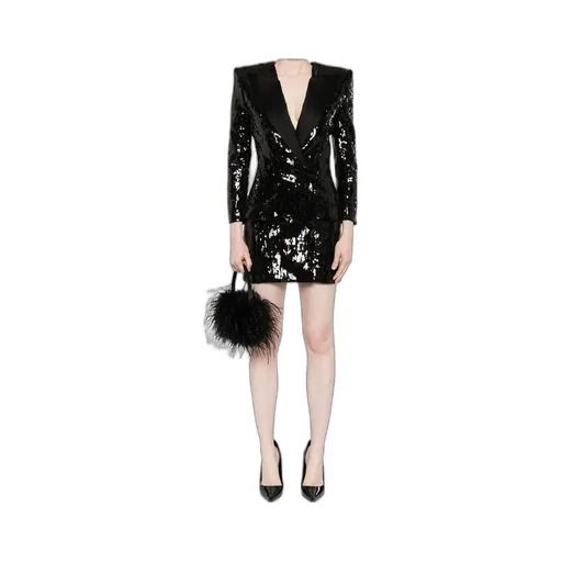 V-Neck Sequinned Mini Dress