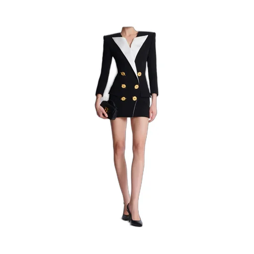 Two-Tone Crepe Short Dress