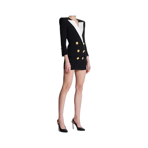 Two-Tone Crepe Short Dress