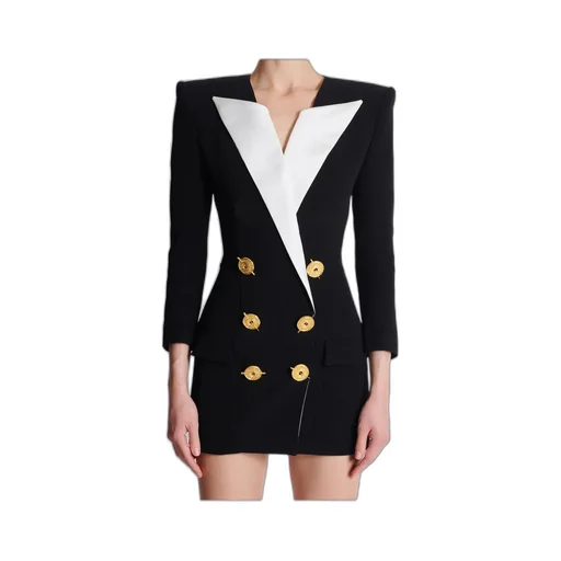 Two-Tone Crepe Short Dress