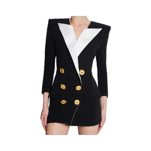 Two-Tone Crepe Short Dress