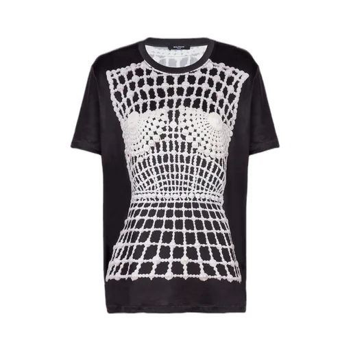Faux Embroidery Print Loose T-Shirt