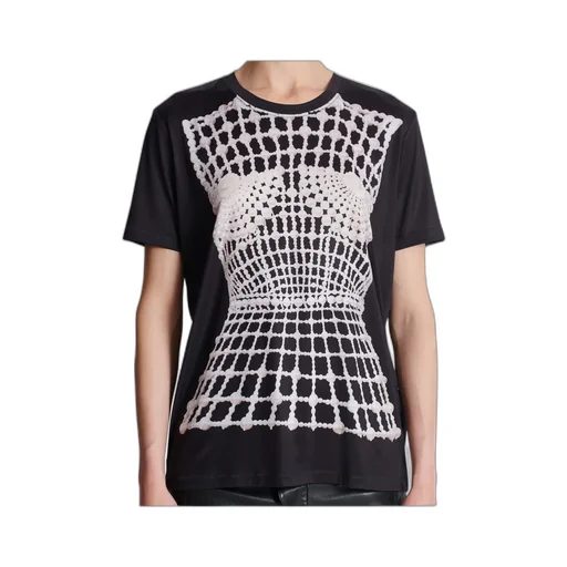 Faux Embroidery Print Loose T-Shirt