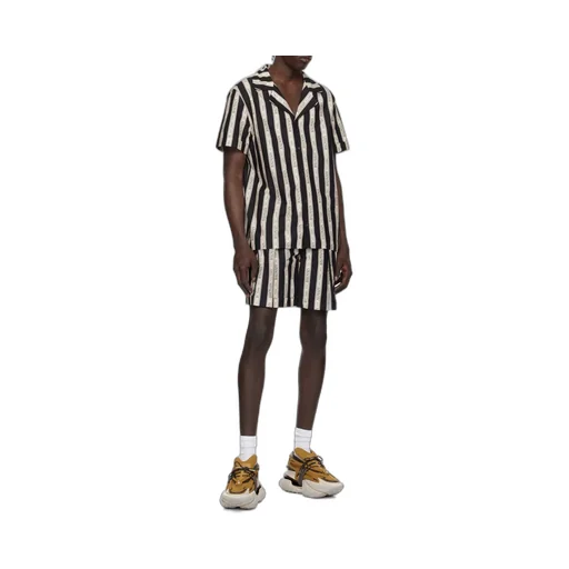 Striped Collared Short-Sleeved Shirt